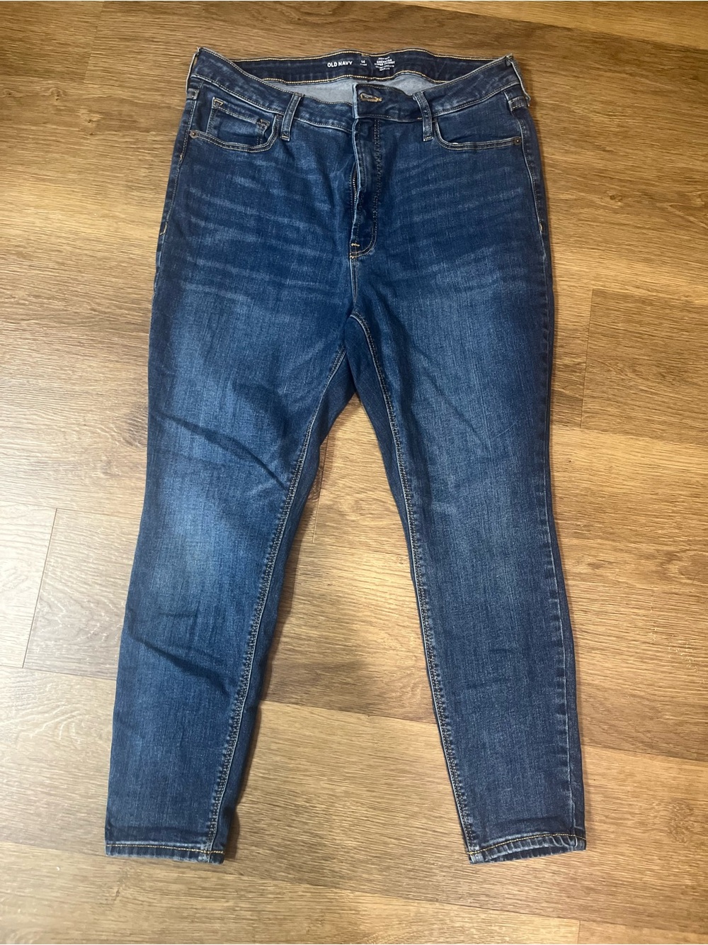 Women’s Old Navy High-Rise Rockstar Super Skinny Dark Blue Jeans